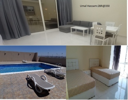 Bhd 325/month, Furnished, 2 Br, Family Apartments @ Adliya:juffair:mahooz::(bd 325 To Bd 500): 1br@250:studio@200: Tony